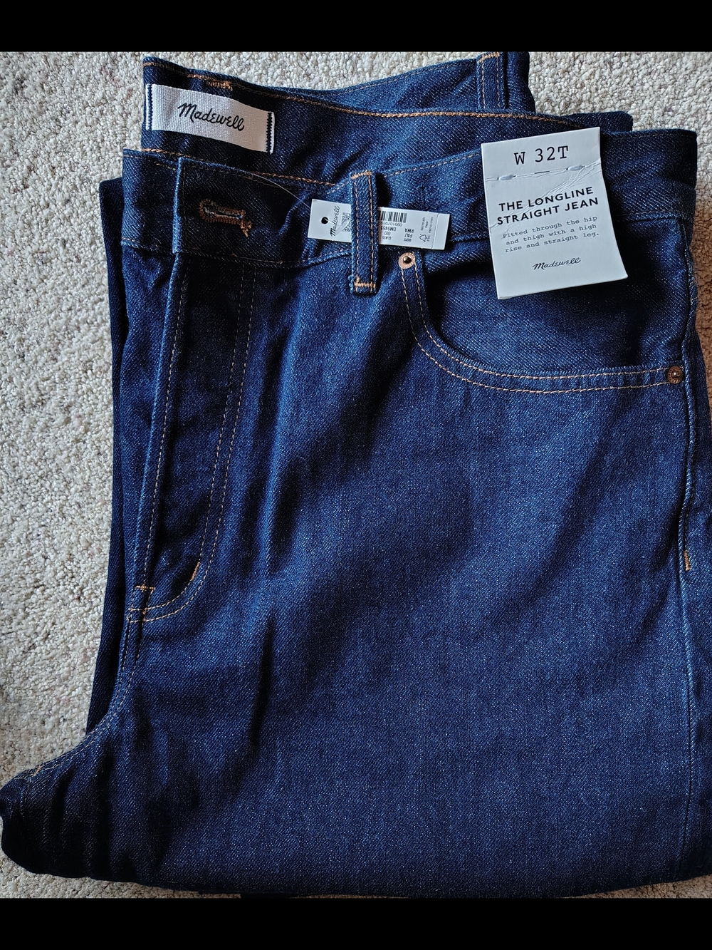 Madewell Women's Longline Straight Jeans - Dark Blue Indigo 32T New WithTags